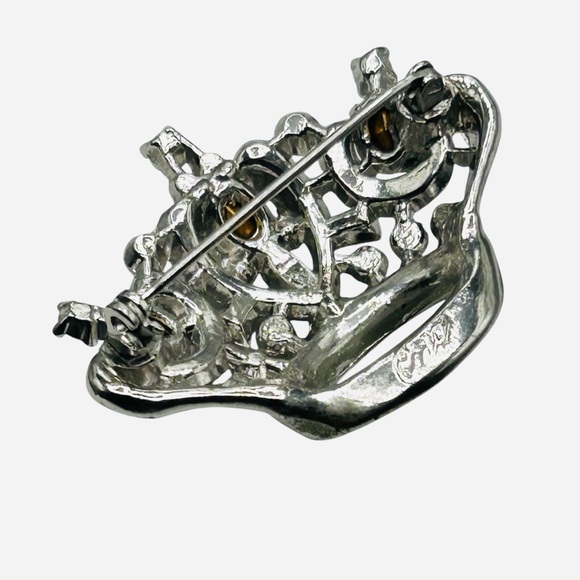 Gorgeous 1948 Adolph Katz Coro Rhinestone Crown Brooch - Picture 5 of 6